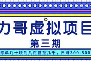 力哥实操内训虚拟项目第三期，每单几十块到几百甚至几千，日赚300-500+