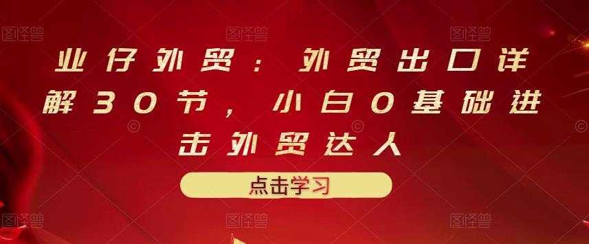 业仔外贸：外贸出口详解30节，小白0基础进击外贸达人 价值666元插图