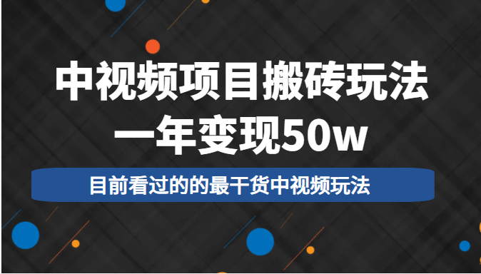 中视频项目搬砖玩法，一年变现50w，目前看过的的最干货中视频玩法插图