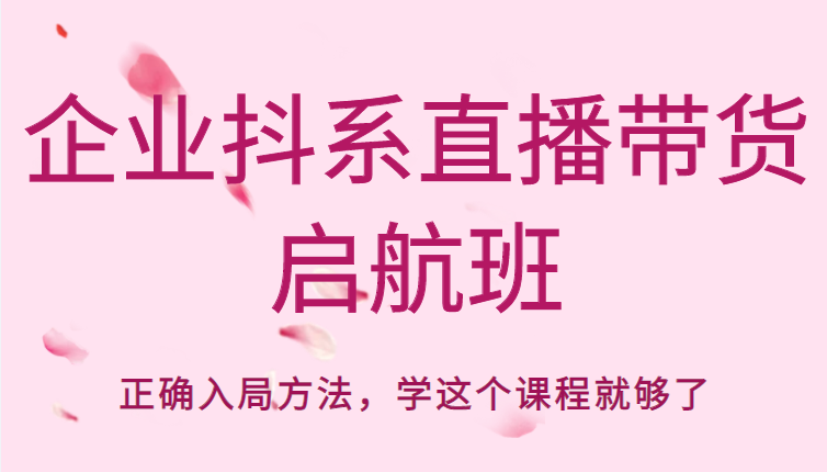 企业抖系直播带货启航班，正确入局方法，学这个课程就够了插图