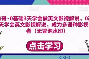 勇哥·0基础3天学会做英文影视解说，0基础3天学会英文影视解说，成为多语种影视创作者