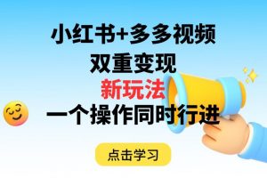 多多视频+小红书，双重变现新玩法，可同时进行【揭秘】