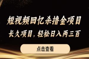 短视频回忆杀撸金项目，长久项目，轻松日入两三张【揭秘】